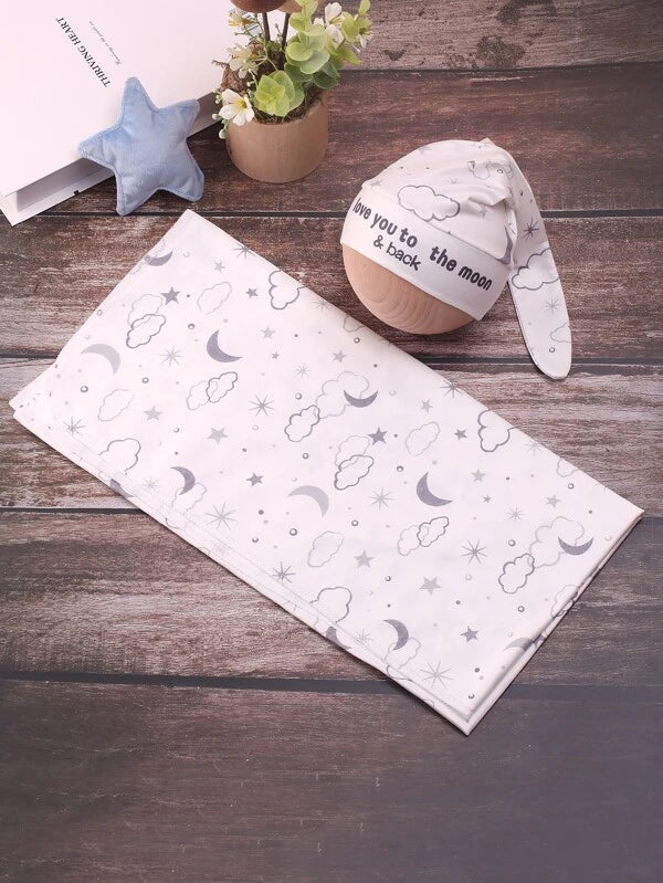 Galaxy Print Swaddle with Accessory Hat