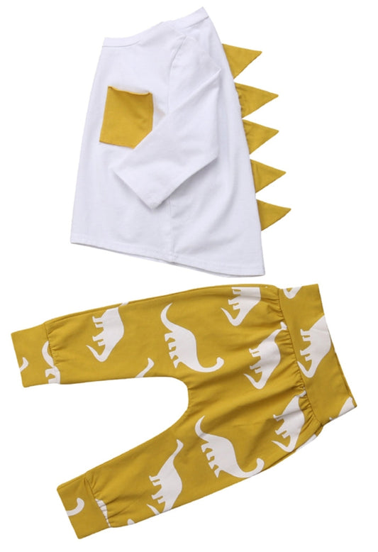Yellow and White Dinosaur Tracksuit