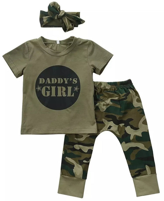 DADDY'S GIRL T-shirt,  Camo Pants And Headband