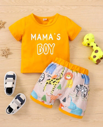 Mama's Boy T-shirt and Zoo Printed Shorts