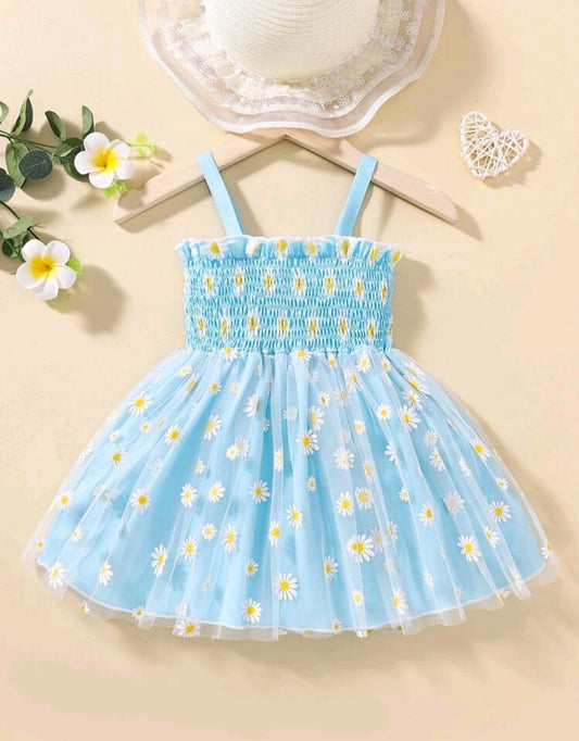 Blue Daisy Strappy Dress