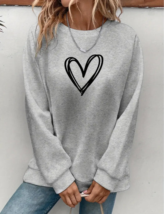Heart Print Pullover Top