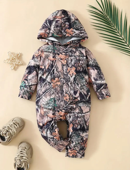 Infant's 3D Branches Print Hooded Bodysuit (Pre Order)