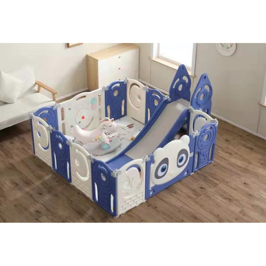 BABY FOLDABLE PLAYPEN SAFETY PLAY YARD ACTIVITY WALL WITH SLIDE 1.6 X 1.6M