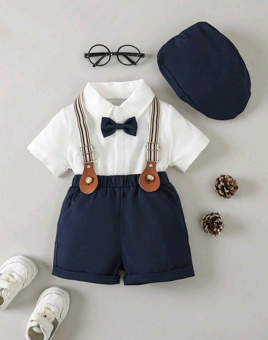 5PCS Gentleman Shuit  Navy and White