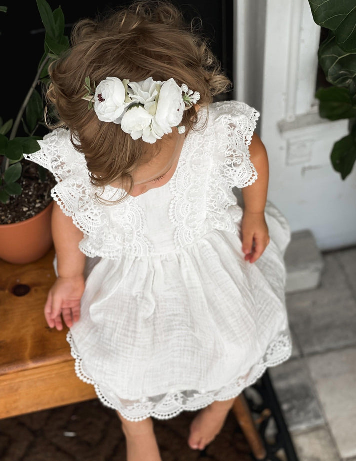 Sibling Outfits,  White Lace Dress