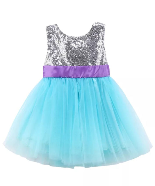 Blue and Purple Dress with Silver Sequins